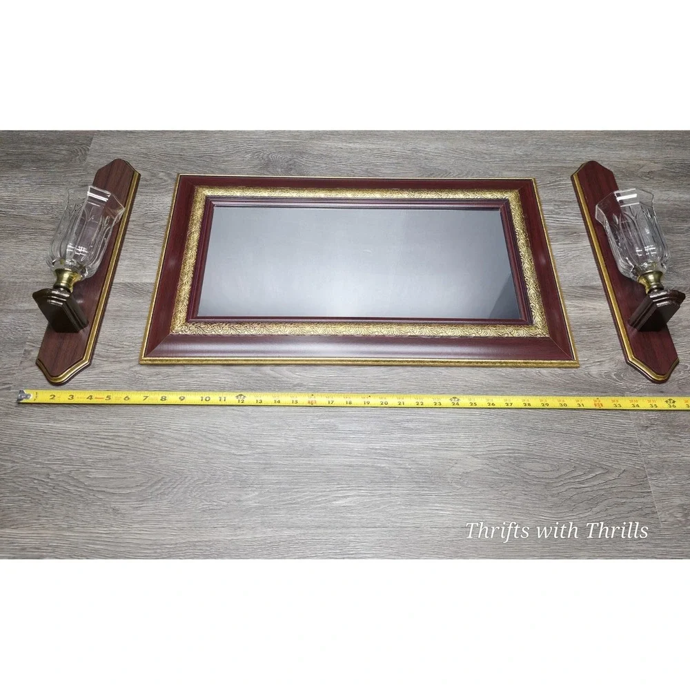 Vintage Home Interior Mirror, Sconces, And Votives Set